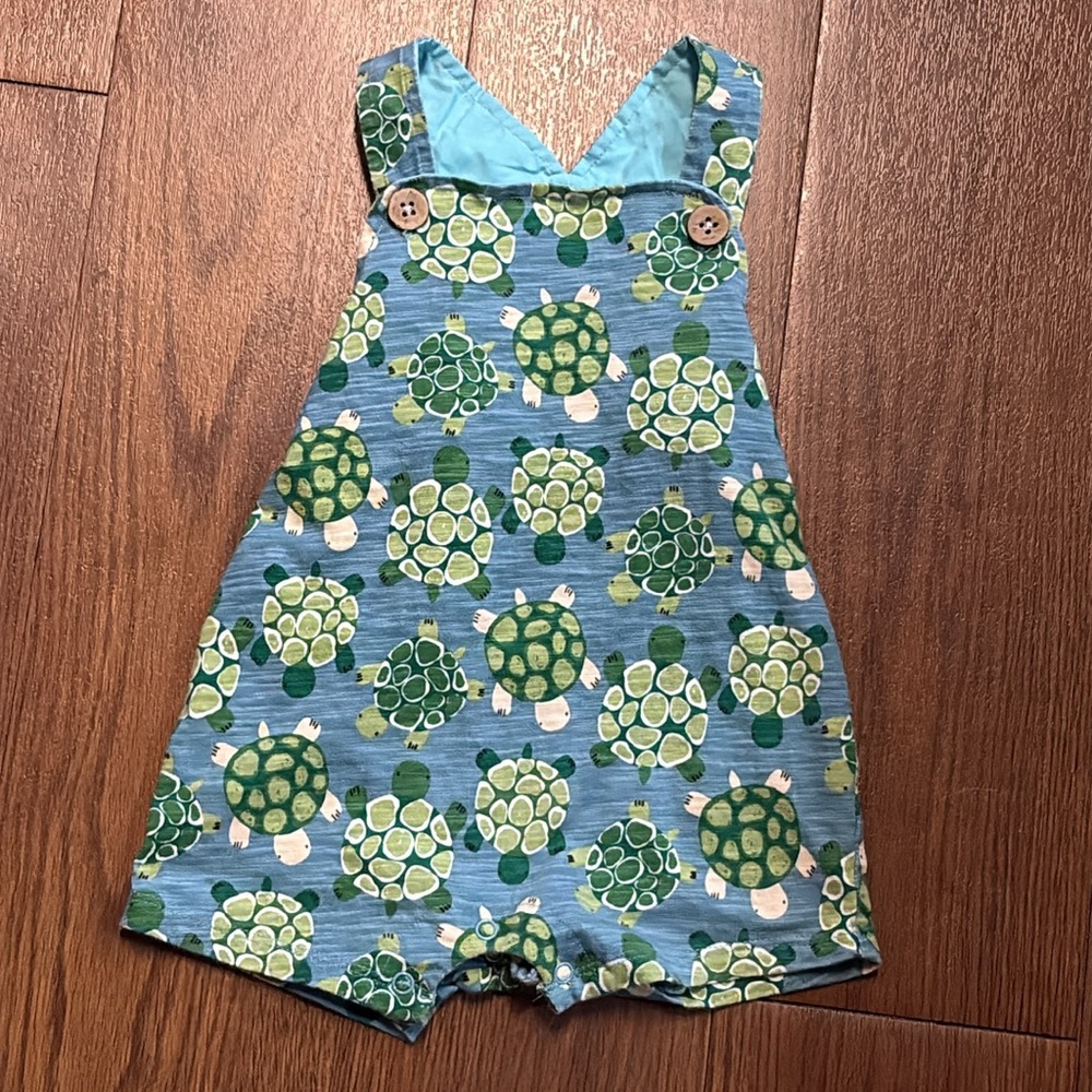 Mud Pie Baby Boy/Girl Turtle Print One Piece Overall's Size 9-12 Months